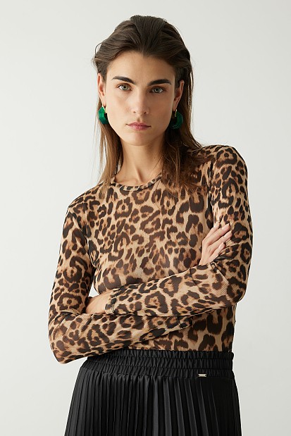 Μακρυμάνικη animal print μπλούζα