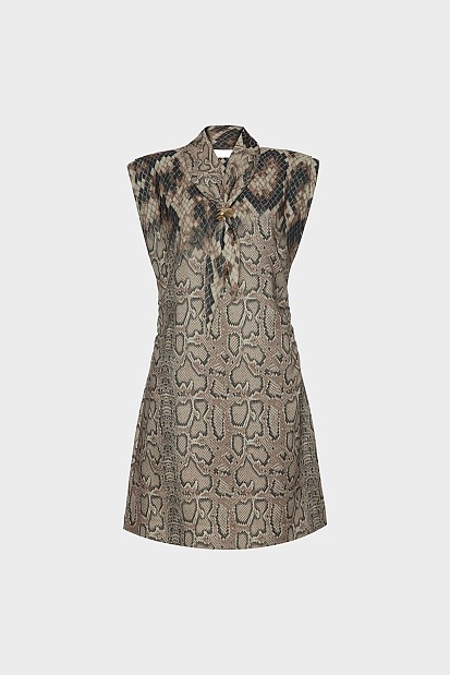 Μίνι αμάνικο animal print φόρεμα
