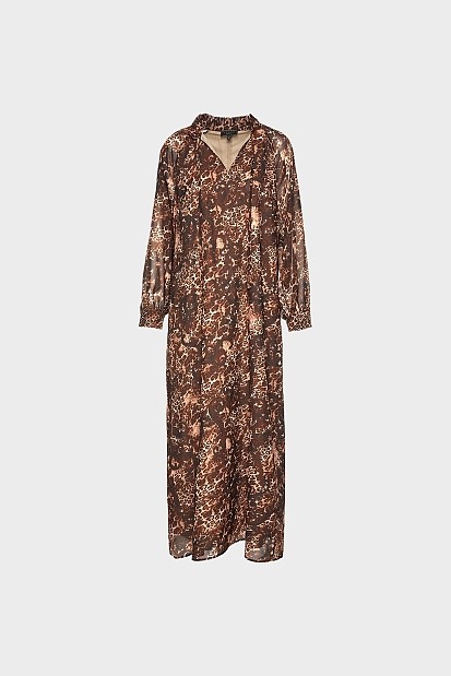 Animal printed μάξι φόρεμα με τσέπες