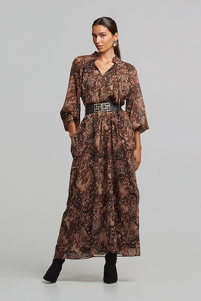 Animal printed μάξι φόρεμα με τσέπες