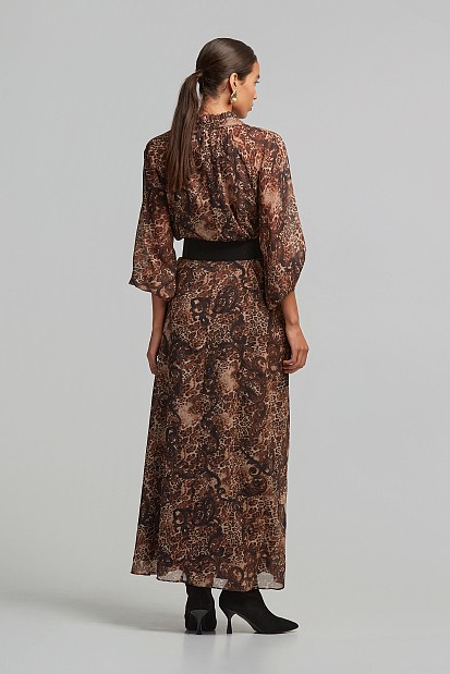 Animal printed μάξι φόρεμα με τσέπες