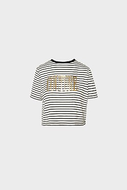 Crop top ριγε με foil τύπωμα