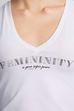 T-shirt με στάμπα και βολάν