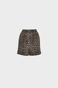 Animal print denim σορτς