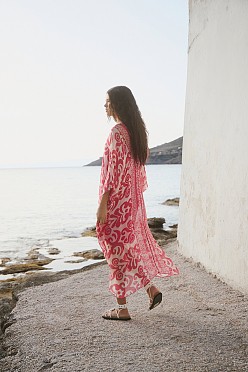 Μάξι εμπριμέ V-neck καφτάνι