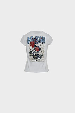 T-shirt με τύπωμα στην πλάτη