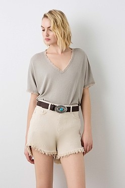 Βασικό oversized V-neck τοπ