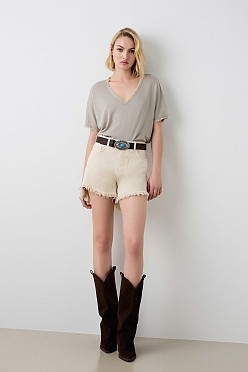 Βασικό oversized V-neck τοπ