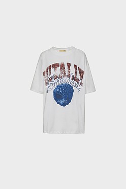 Oversized t-shirt με τύπωμα και στρας