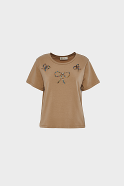 T-shirt με φιόγκους από στρας