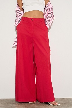 Wide leg βαμβακερό παντελόνι