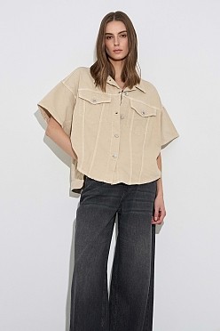 Overshirt distressed με τύπωμα