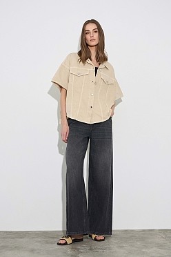 Overshirt distressed με τύπωμα