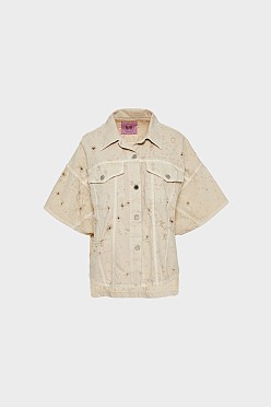 Overshirt distressed με τύπωμα