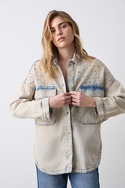 Overshirt denim με στρας