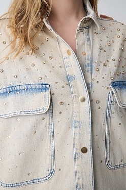 Overshirt denim με στρας