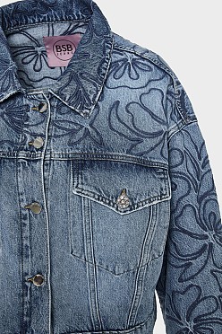 Denim μπουφάν με κεντητές λεπτομέρειες