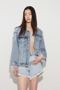 Denim τζάκετ με ύφασμα