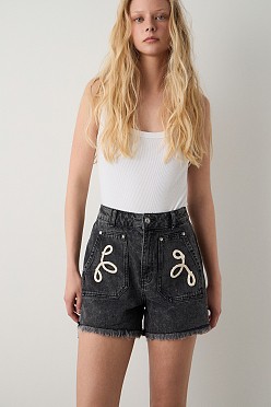 Rowena denim σορτς με κέντημα