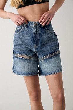 Denim σορτς με cut-out