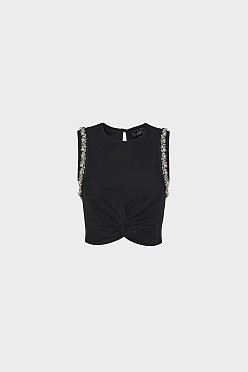 Crop top με πέρλες