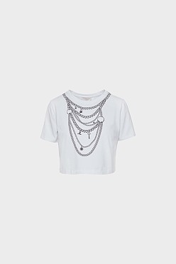Κροπ T-shirt με τύπωμα
