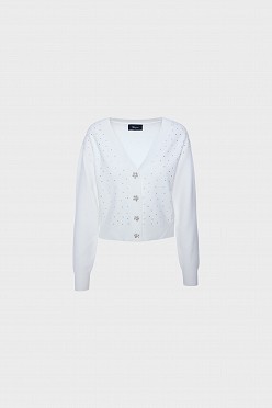 Πλεκτή V-neck ζακέτα με στρας