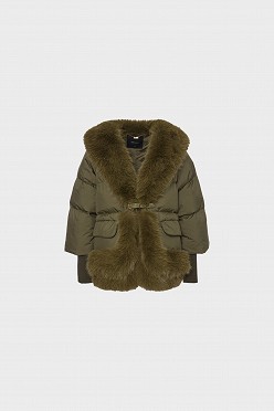 Puffer μπουφάν με συνθετική γούνα