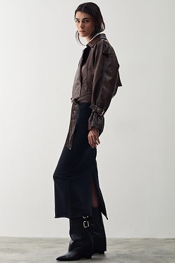 Leather look biker τζάκετ