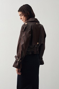Leather look biker τζάκετ