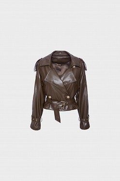 Leather look biker τζάκετ