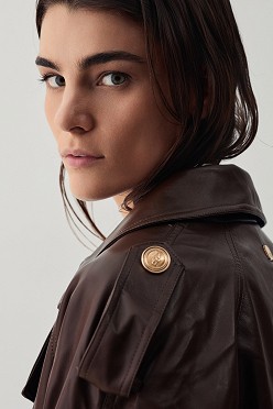 Leather look biker τζάκετ