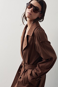 Suede μακριά καπαρτίνα