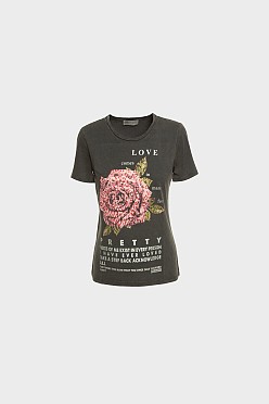 T-shirt με τύπωμα και στρας