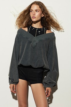 Φούτερ V-neck με στρας