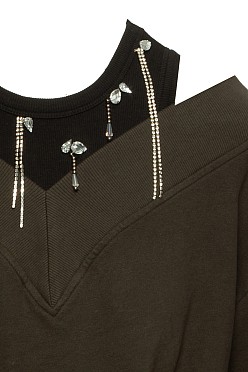 Φούτερ V-neck με στρας