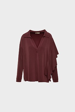 Μπλούζα V-neck με βολάν