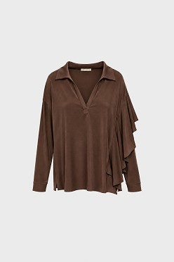 Μπλούζα V-neck με βολάν