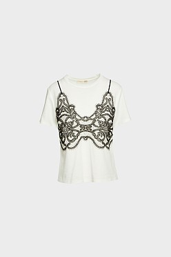T-shirt με απλικέ δαντέλα