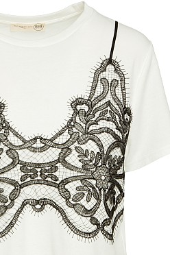 T-shirt με απλικέ δαντέλα