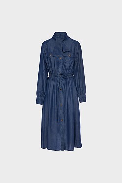 Μάξι σεμιζιέ denim φόρεμα