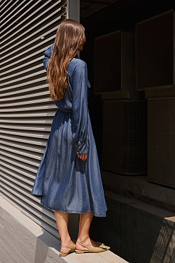 Μάξι σεμιζιέ denim φόρεμα