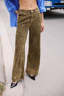Erika wide-leg animal print τζιν