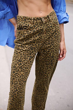 Erika wide-leg animal print τζιν