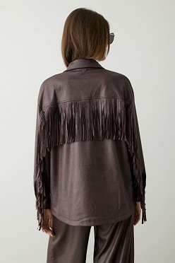 Leather look πουκάμισο με κρόσια