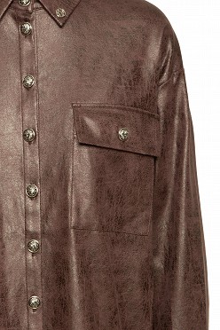 Leather look πουκάμισο με κρόσια