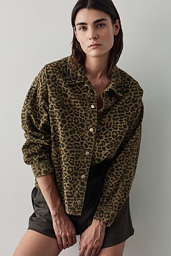 Animal print τζιν τζάκετ