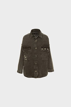 Denim overshirt με τρουκς