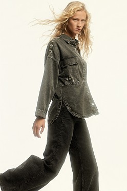 Denim overshirt με τρουκς