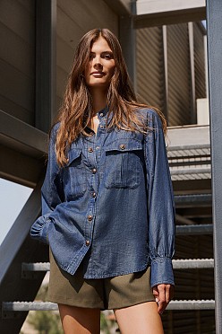Denim look πουκάμισο